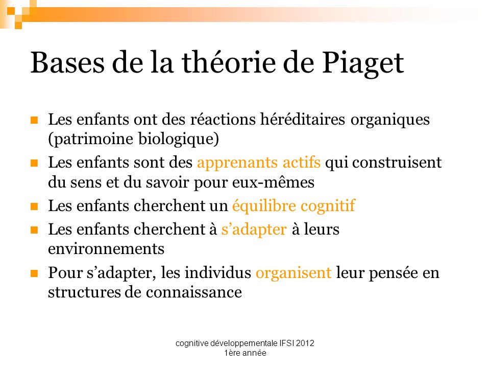 Le d veloppement cognitif de l enfant selon Piaget ppt t l charger